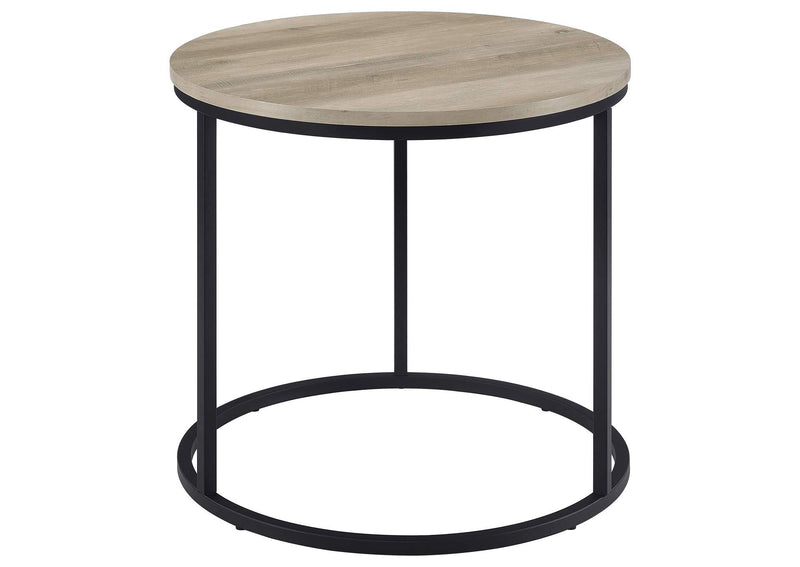 736047 Lainey Round Occasional Side End Table Distressed Pine