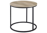 736047 Lainey Round Occasional Side End Table Distressed Pine