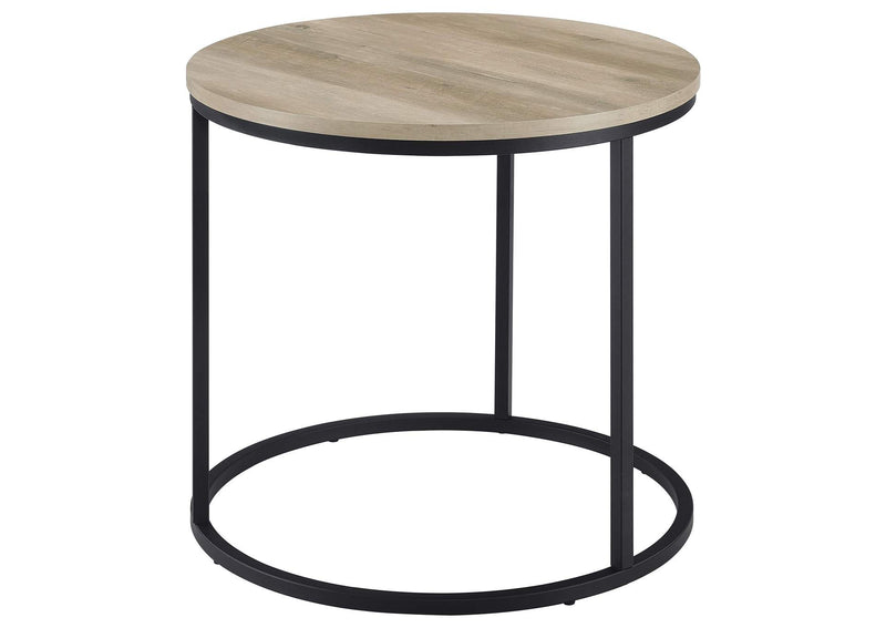 736047 Lainey Round Occasional Side End Table Distressed Pine