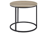 736047 Lainey Round Occasional Side End Table Distressed Pine