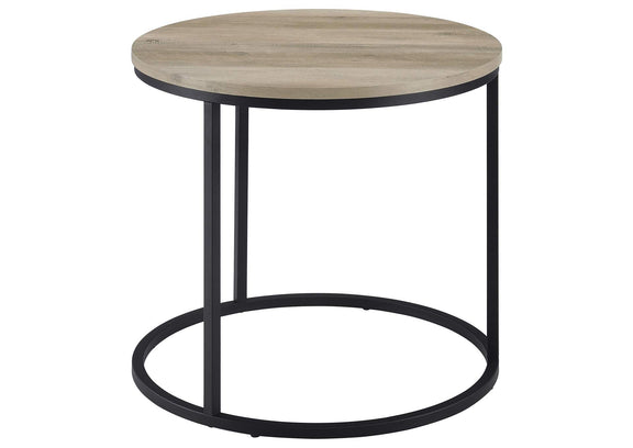 736047 Lainey Round Occasional Side End Table Distressed Pine