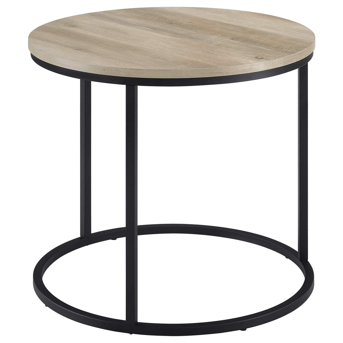 736047 Lainey Round Occasional Side End Table Distressed Pine