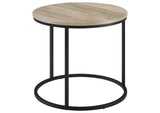 736047 Lainey Round Occasional Side End Table Distressed Pine