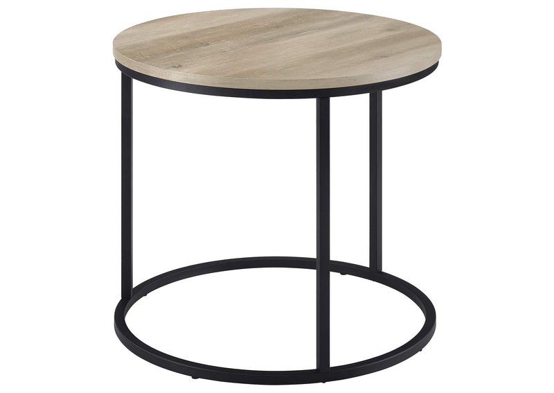 736047 Lainey Round Occasional Side End Table Distressed Pine