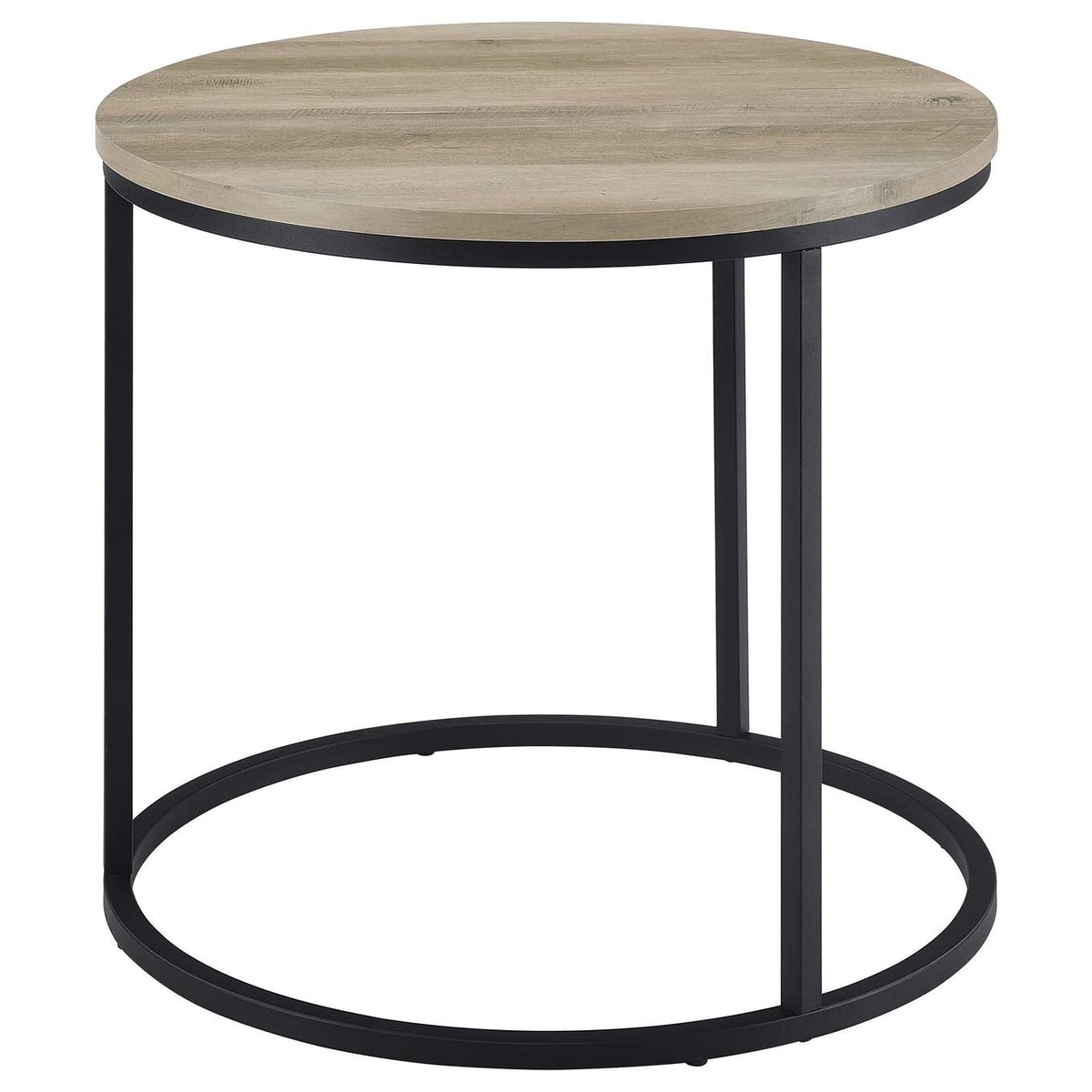 736047 Lainey Round Occasional Side End Table Distressed Pine