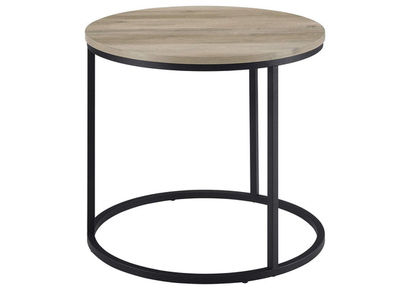 736047 Lainey Round Occasional Side End Table Distressed Pine