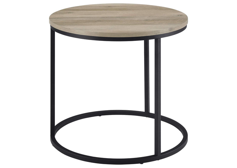 736047 Lainey Round Occasional Side End Table Distressed Pine