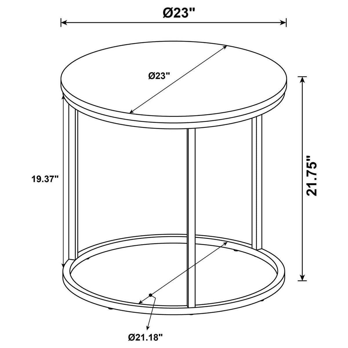 736047 Lainey Round Occasional Side End Table Distressed Pine