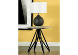 736177 Hadi Round SmartTop Side End Table Cement and Gunmetal