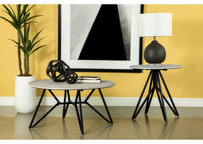 736178-S2 Hadi 2-piece Round SmartTop Coffee and End Table Set Cement