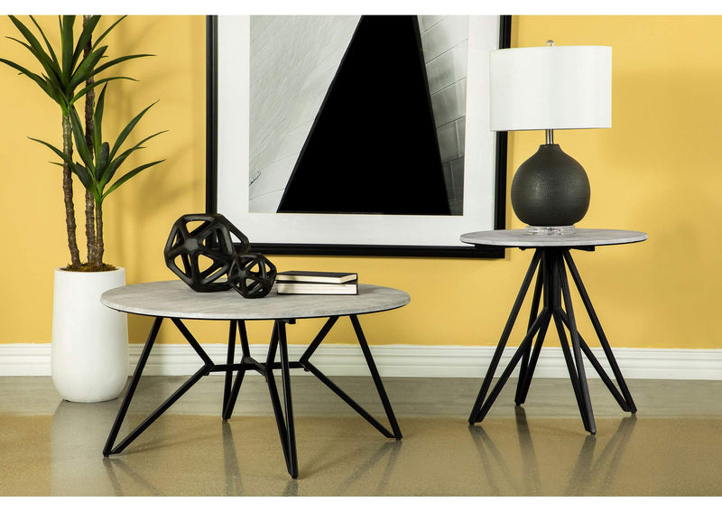 736178-S2 Hadi 2-piece Round SmartTop Coffee and End Table Set Cement