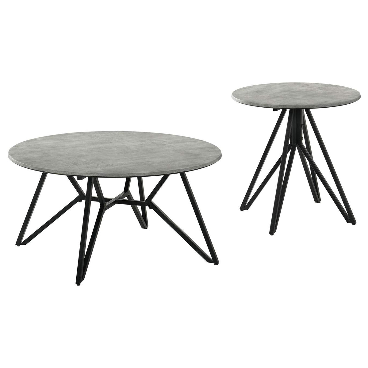736178-S2 Hadi 2-piece Round SmartTop Coffee and End Table Set Cement