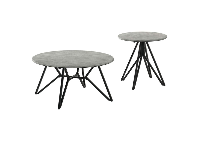 736178-S2 Hadi 2-piece Round SmartTop Coffee and End Table Set Cement