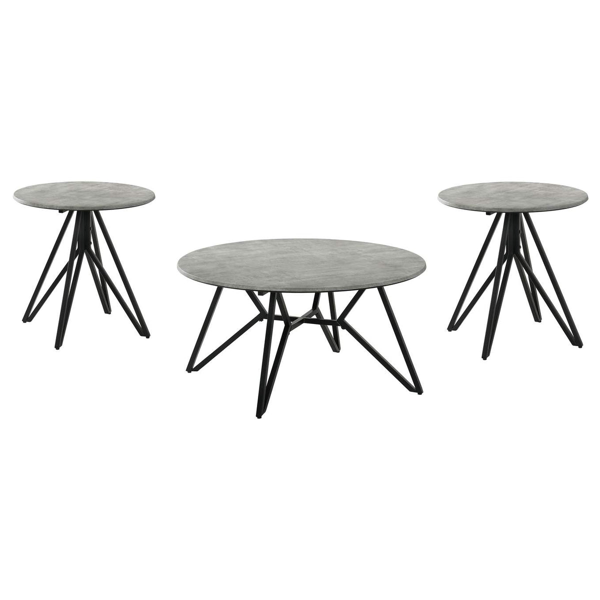 736178-S3 Hadi 3-piece Round SmartTop Coffee and End Table Set Cement