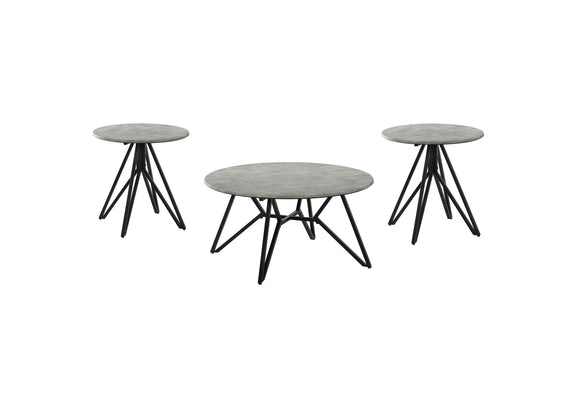736178-S3 Hadi 3-piece Round SmartTop Coffee and End Table Set Cement