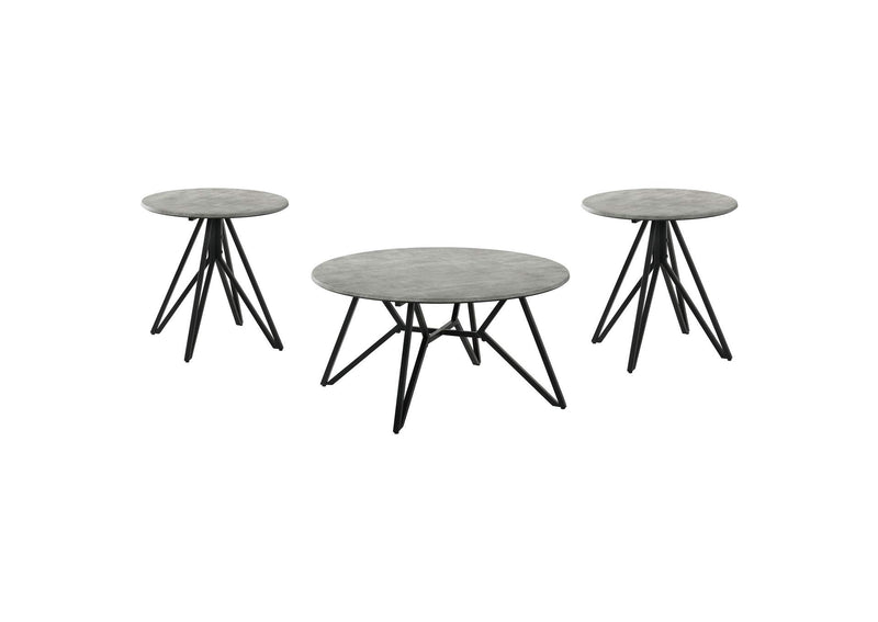 736178-S3 Hadi 3-piece Round SmartTop Coffee and End Table Set Cement