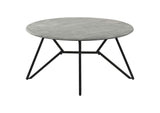 736178 Hadi Round SmartTop Coffee Table Cement and Gunmetal