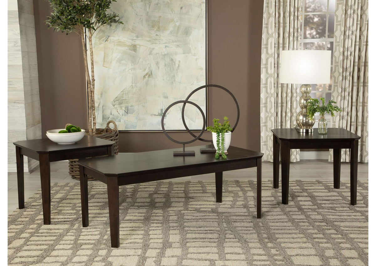 Amaro 3-piece Coffee and End Table Set Dark Brown