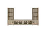 736283-SET Sachin 3-piece 79-inch TV Entertainment Center Antique Pine
