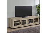 736283 Sachin 4-door Engineered Wood 79-inch TV Stand Distressed Pine