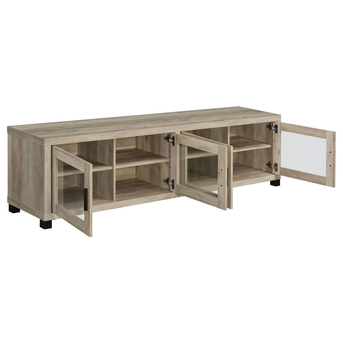 736283 Sachin 4-door Engineered Wood 79-inch TV Stand Distressed Pine