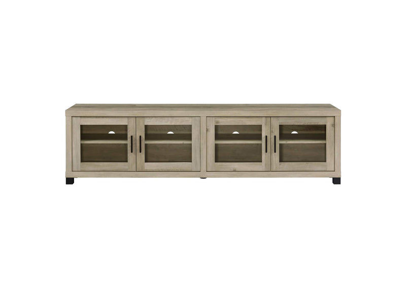 736283 Sachin 4-door Engineered Wood 79-inch TV Stand Distressed Pine