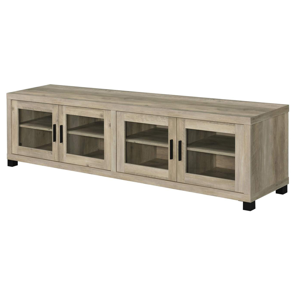 736283 Sachin 4-door Engineered Wood 79-inch TV Stand Distressed Pine