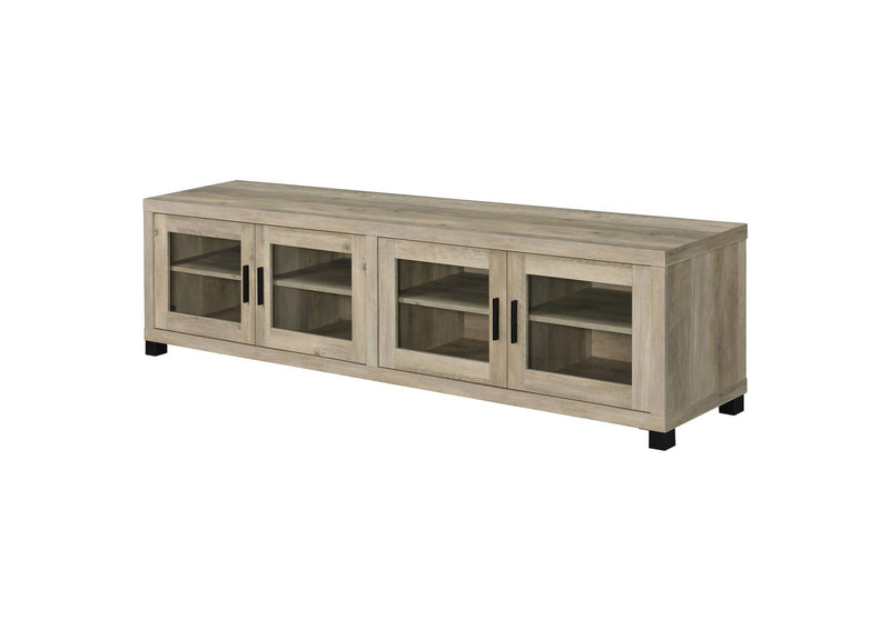 736283 Sachin 4-door Engineered Wood 79-inch TV Stand Distressed Pine