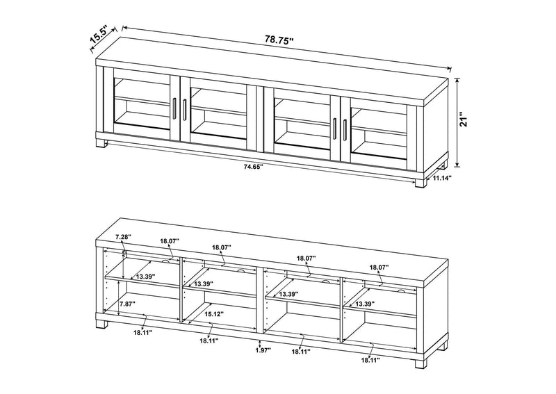 736283 Sachin 4-door Engineered Wood 79-inch TV Stand Distressed Pine