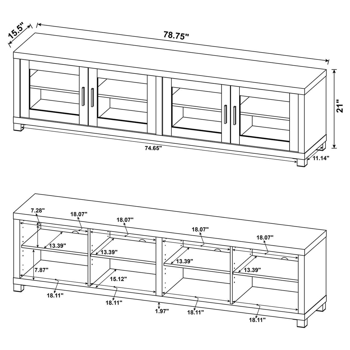 736293 Sachin 4-door Engineered Wood 79-inch TV Stand Dark Pine