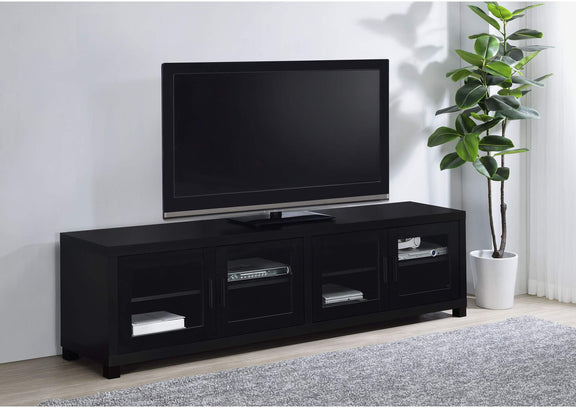 736303 Jupiter 4-door Engineered Wood 79-inch TV Stand Black
