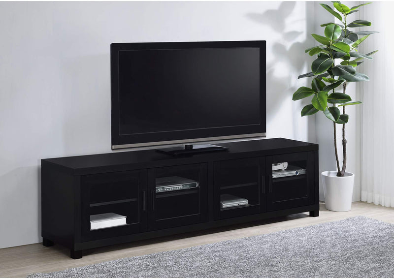 736303 Jupiter 4-door Engineered Wood 79-inch TV Stand Black