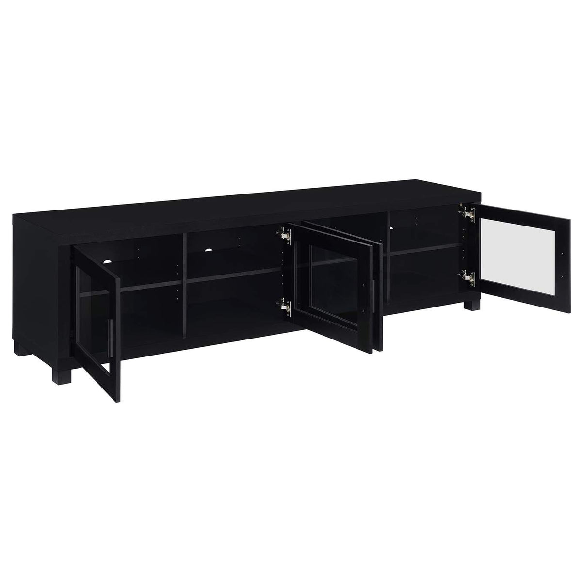 736303 Jupiter 4-door Engineered Wood 79-inch TV Stand Black