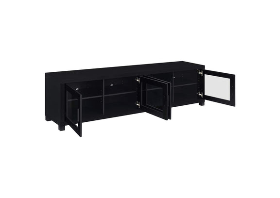 736303 Jupiter 4-door Engineered Wood 79-inch TV Stand Black