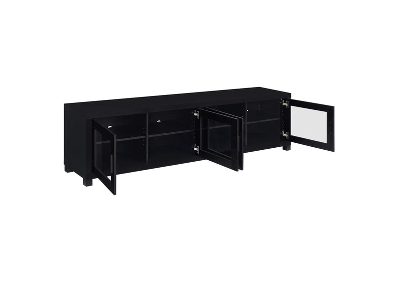 736303 Jupiter 4-door Engineered Wood 79-inch TV Stand Black