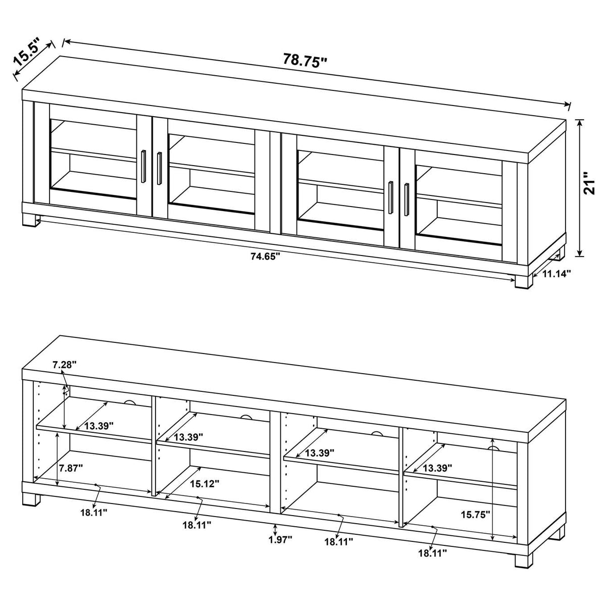 736303 Jupiter 4-door Engineered Wood 79-inch TV Stand Black