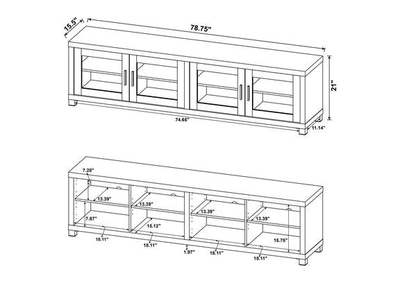 736303 Jupiter 4-door Engineered Wood 79-inch TV Stand Black