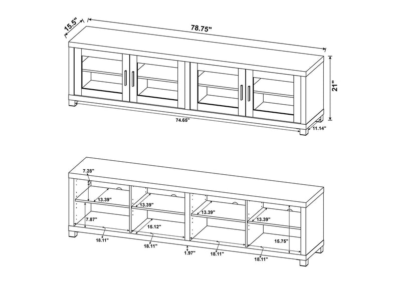 736303 Jupiter 4-door Engineered Wood 79-inch TV Stand Black