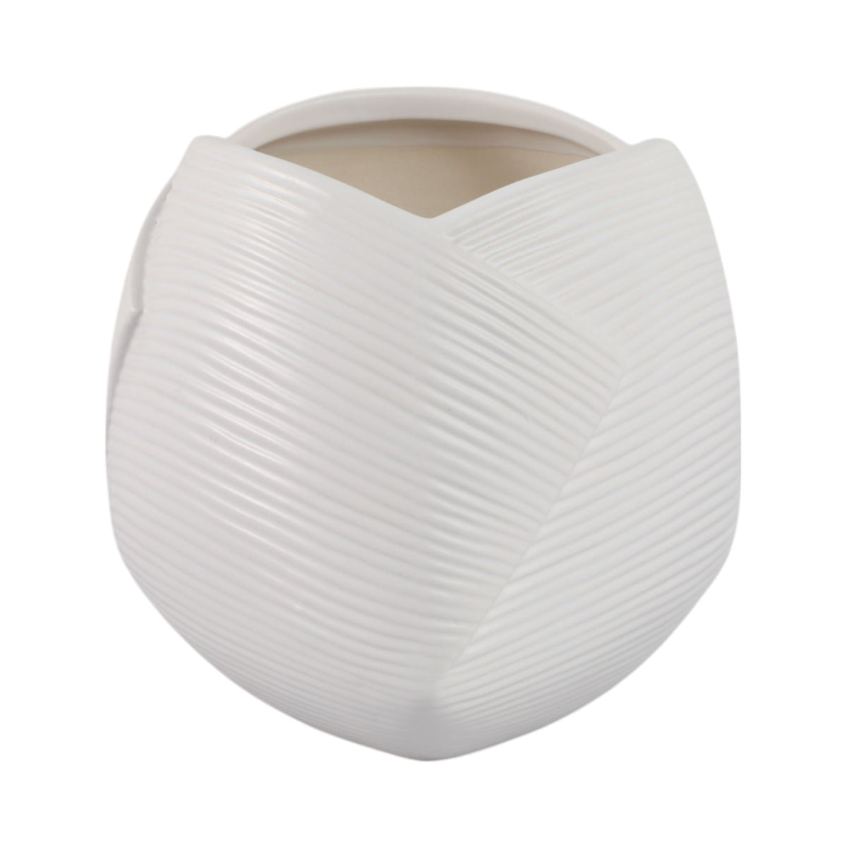 8" Abstract Planter - White