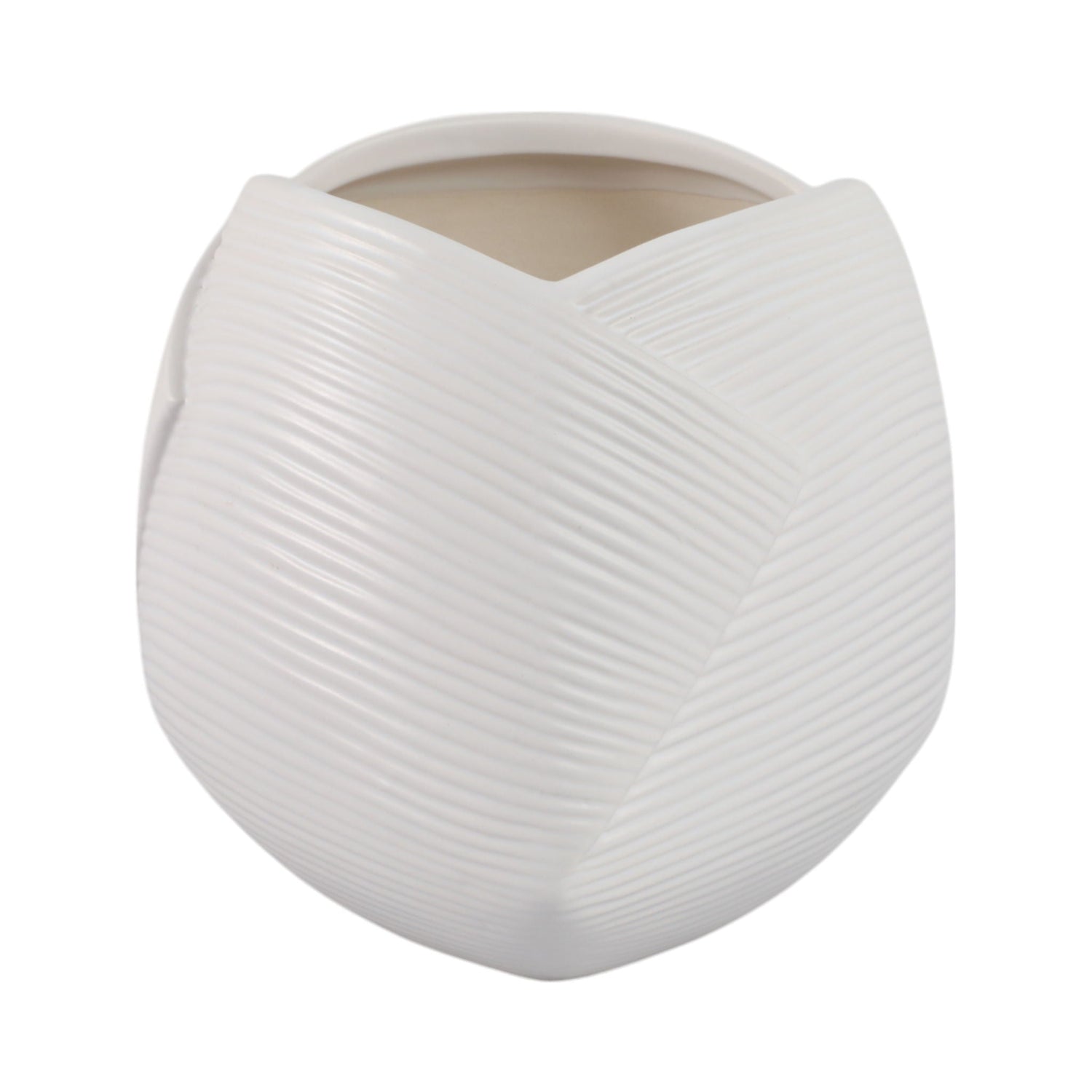 8" Abstract Planter - White