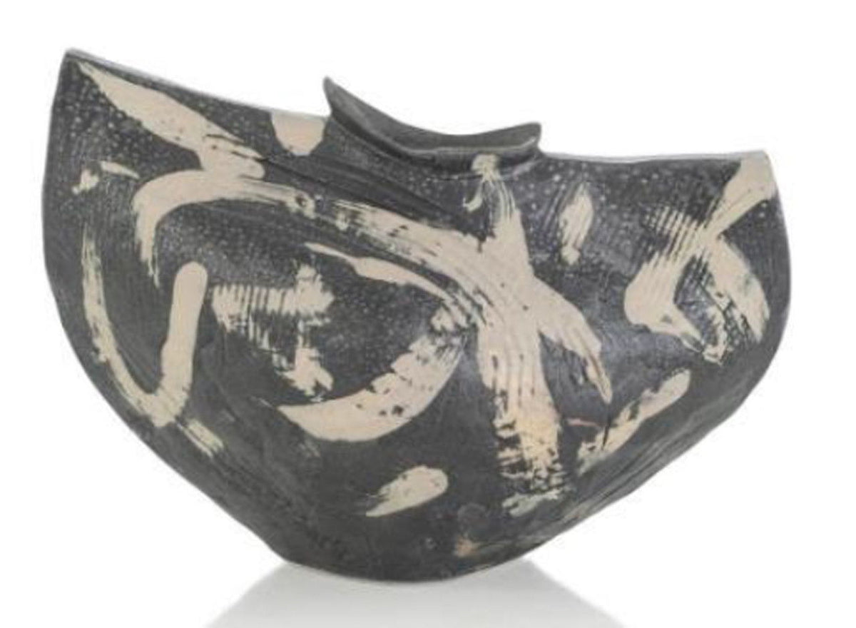 11" Ponce Tribal Vase Aluminium - Black / White