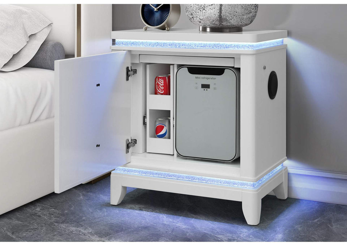 ALINA-WHITE-NS_W_COOLER_LED_SPKR_USB ALINA WHITE NIGHTSTAND WITH COOLER, LED, SPEAKER AND USB