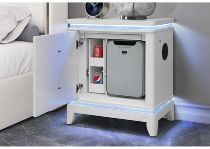 ALINA-WHITE-NS_W_COOLER_LED_SPKR_USB ALINA WHITE NIGHTSTAND WITH COOLER, LED, SPEAKER AND USB