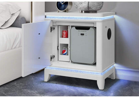 ALINA-WHITE-NS_W_COOLER_LED_SPKR_USB ALINA WHITE NIGHTSTAND WITH COOLER, LED, SPEAKER AND USB