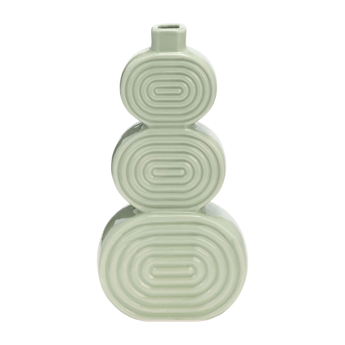 Ceramic Stacked Circles Vase 12" - Cucumber