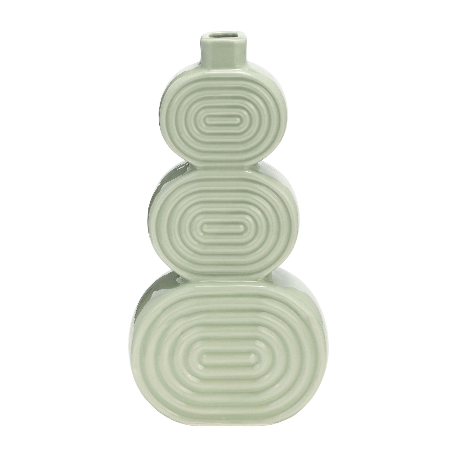 Ceramic Stacked Circles Vase 12" - Cucumber