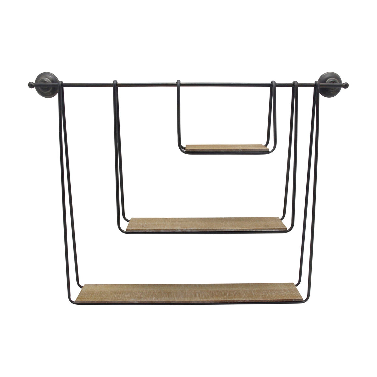 Metal / Wood 3-Tier Hanging Wall Shelf 29" - Brown