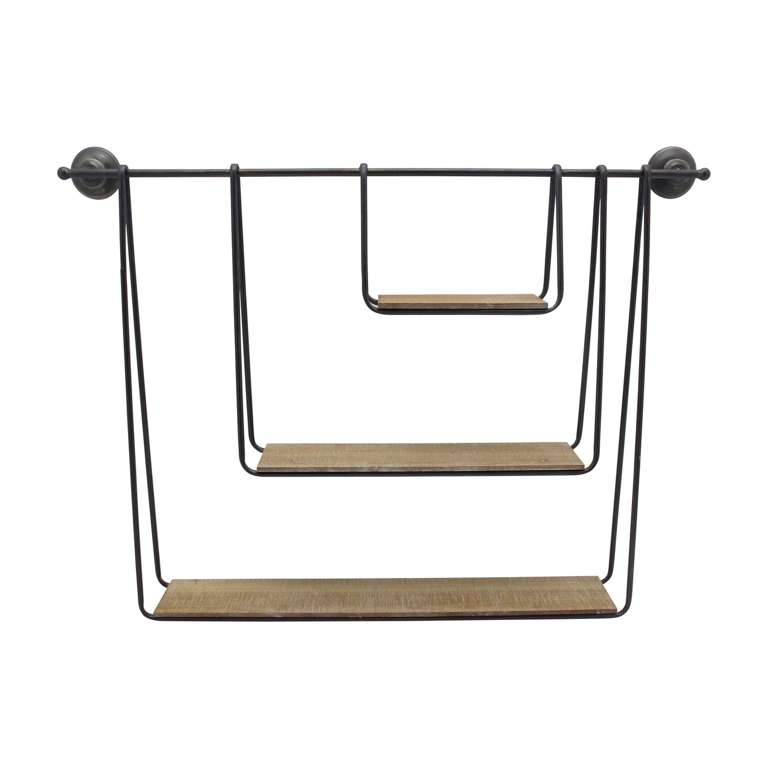 Metal / Wood 3-Tier Hanging Wall Shelf 29" - Brown