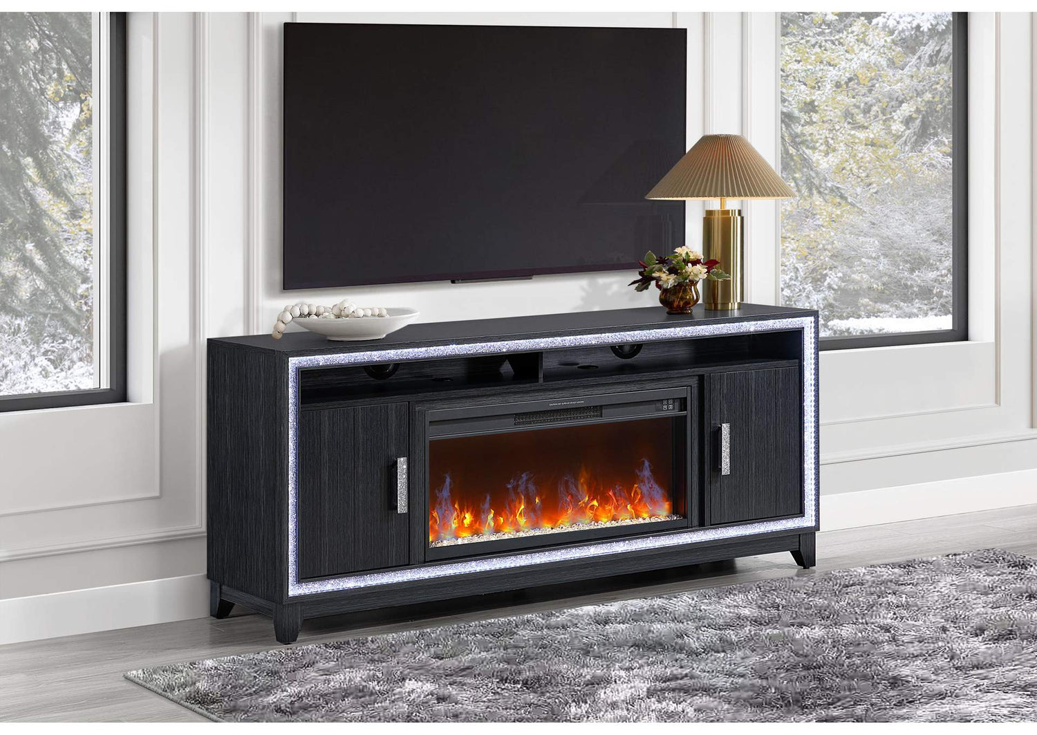 LILY-DARK_GREY-EU_72_W_LED_&_SPKR LILY DARK GREY ENT UNIT 72 INCH WITH LED, SPEAKERS, CRYSTAL INSERTS