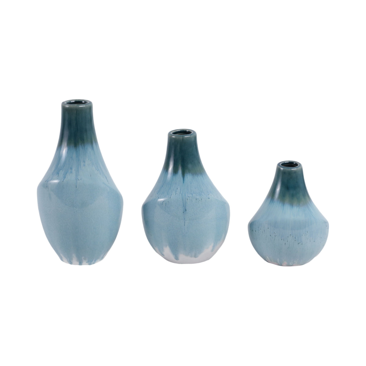 5" / 7" / 9" Astoria Ceramic Vases (Set of 3) - Light Blue